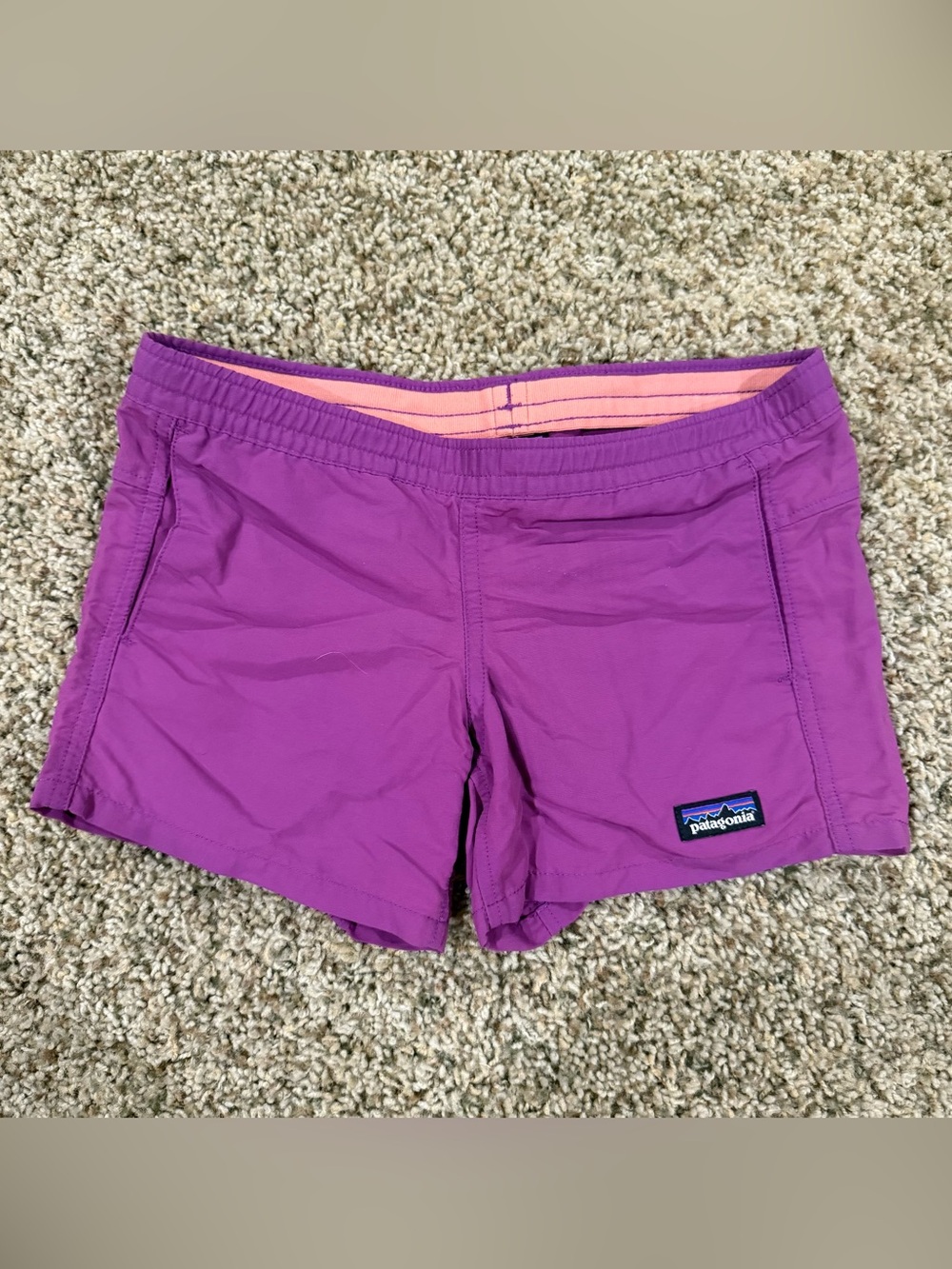 Patagonia Baggies Youth Girls Sz.S Outdoor Hiking Activewear Purple Shorts